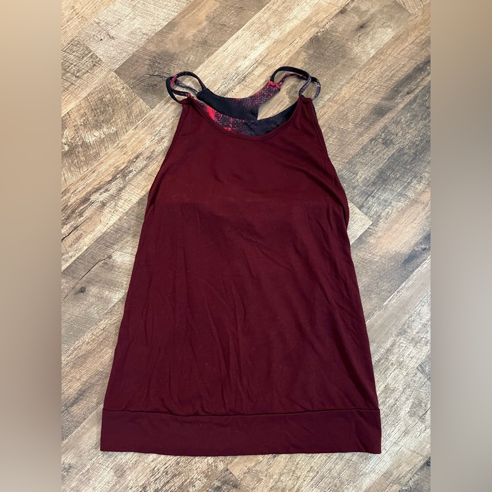 Ali Women's Burgundy Tank Top with Strappy Sports Bra